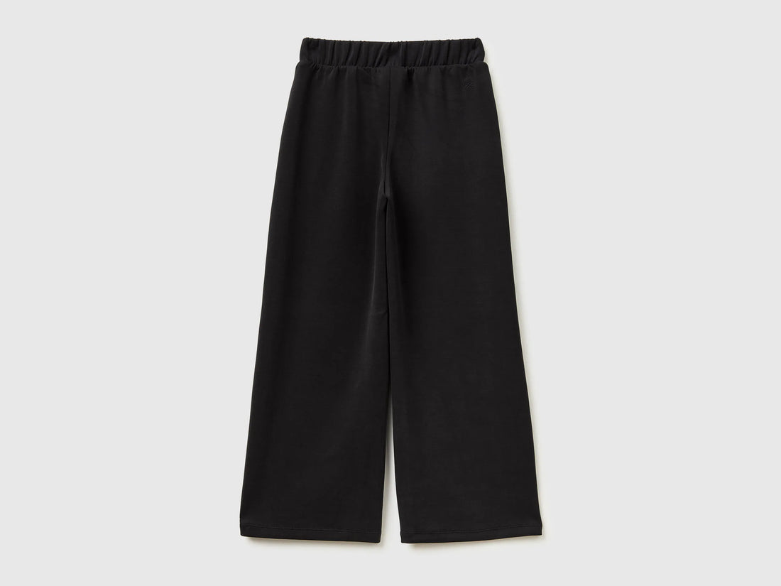 Benetton Black Girls Wide-Fit Neoprene Trousers SKU: 3M9KCF071_100 Image 02