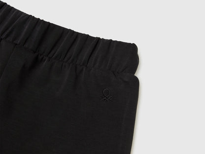 Benetton Black Girls Wide-Fit Neoprene Trousers SKU: 3M9KCF071_100 Image 03