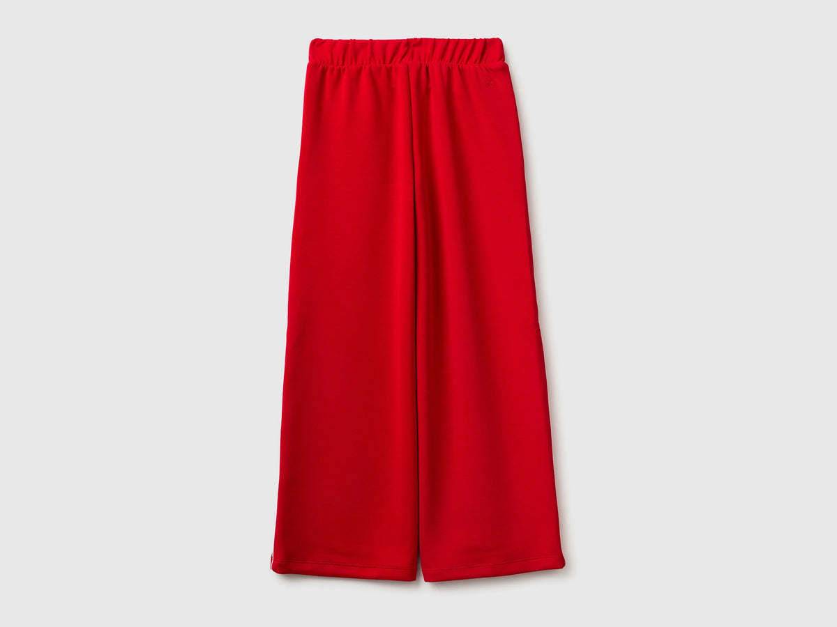 Benetton Red Girls Wide-Fit Neoprene Trousers SKU: 3M9KCF071_30A Image 02