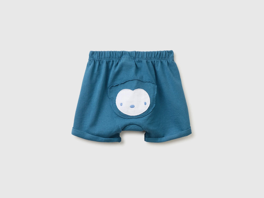Benetton Pink Baby Shorts with Animal Embroidery SKU: 3MI5A900K_0V2 Image 02
