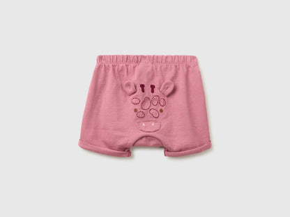 Benetton Blue Baby Girl Shorts with Animal Embroidery SKU: 3MI5A900K_2P6 Image 02