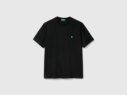 Benetton Black Men Basic Cotton T-Shirt SKU: 3MI5J1AF7_100 Image 04
