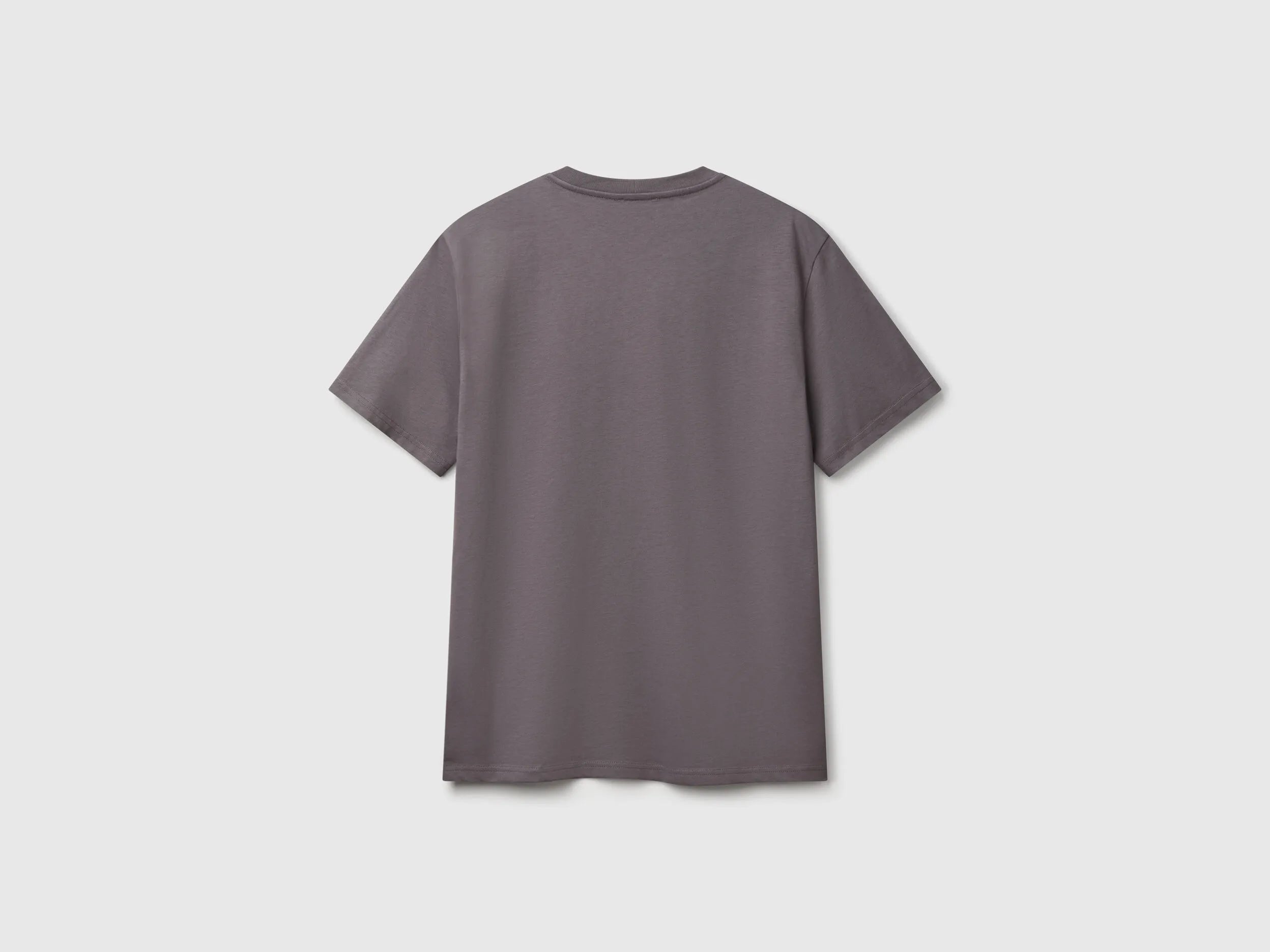 Benetton Dark Gray Men Cotton Basic T-Shirt SKU: 3MI5J1AF7_60W Image 02