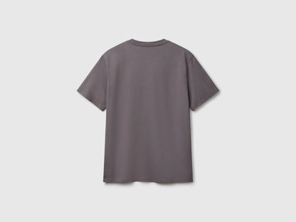 Benetton Dark Gray Men Cotton Basic T-Shirt SKU: 3MI5J1AF7_60W Image 02