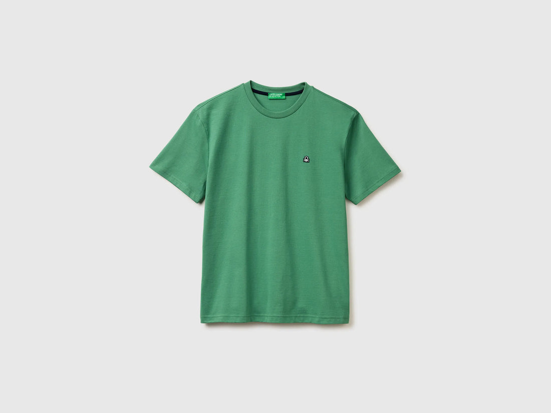 Benetton Light Green Men Organic Cotton T-Shirt SKU: 3MI5J1AF7_6P8 Image 01