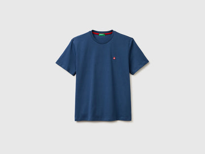 Benetton Air Force Blue Men Organic Cotton T-Shirt SKU: 3MI5J1AF7_817 Image 01