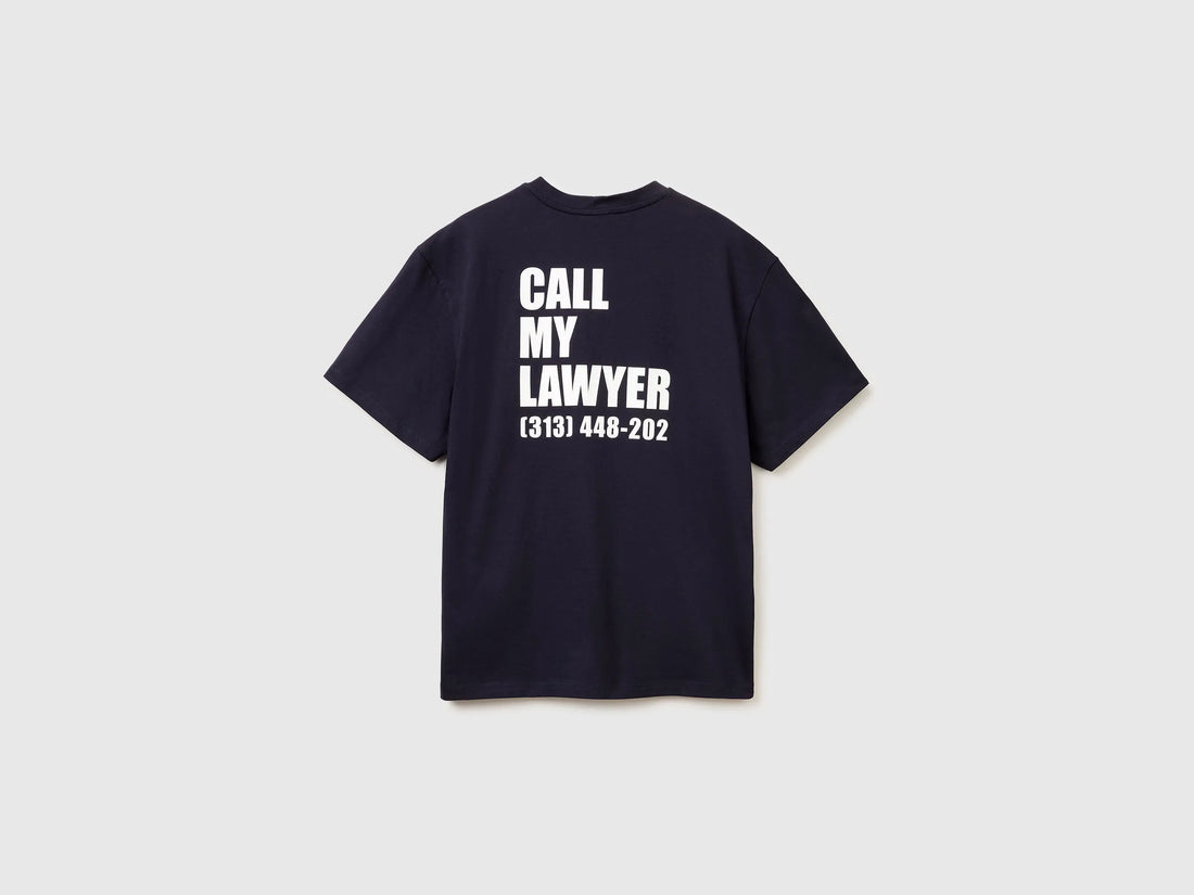 Benetton Dark Blue Men Relaxed Fit T-Shirt with Print SKU: 3MI5U10BW_3C1 Image 02