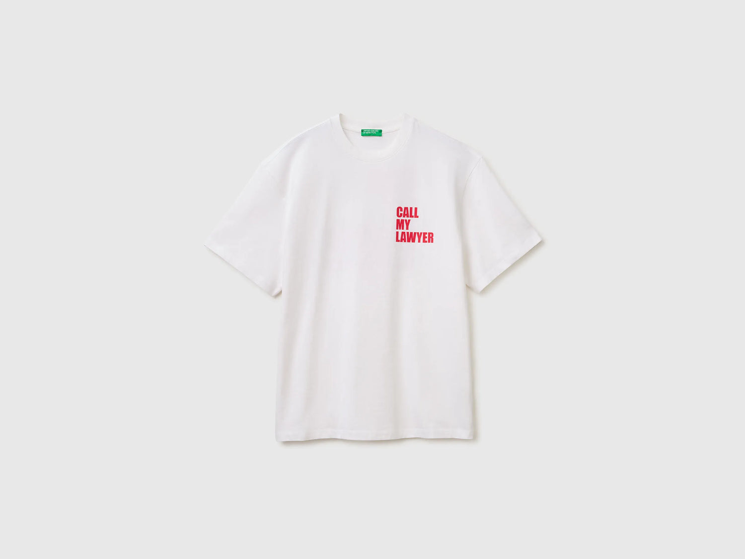 Benetton White Men Relaxed Fit T-Shirt with Print SKU: 3MI5U10BW_905 Image 01