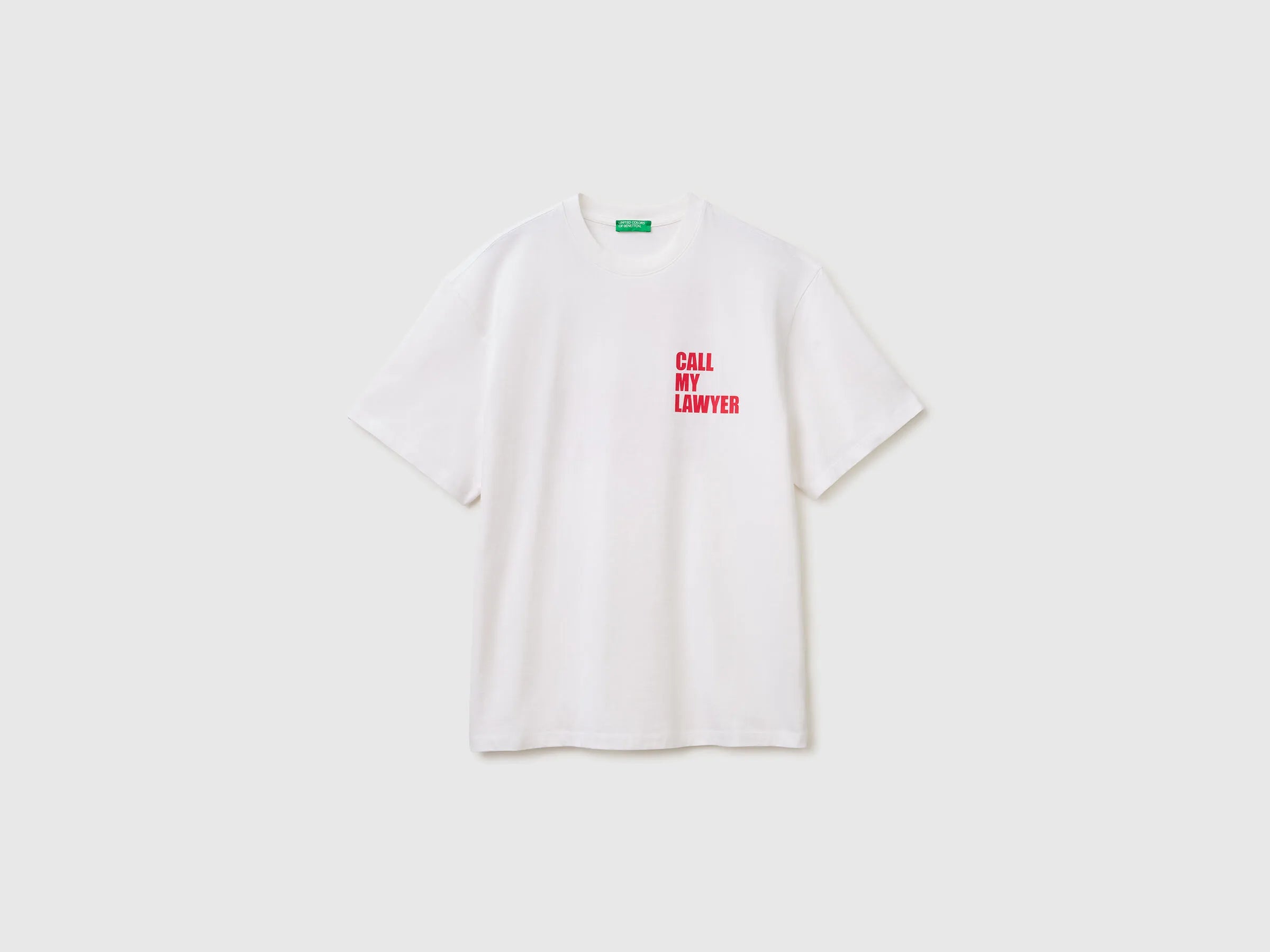 Benetton White Men Relaxed Fit T-Shirt with Print SKU: 3MI5U10BW_905 Image 01