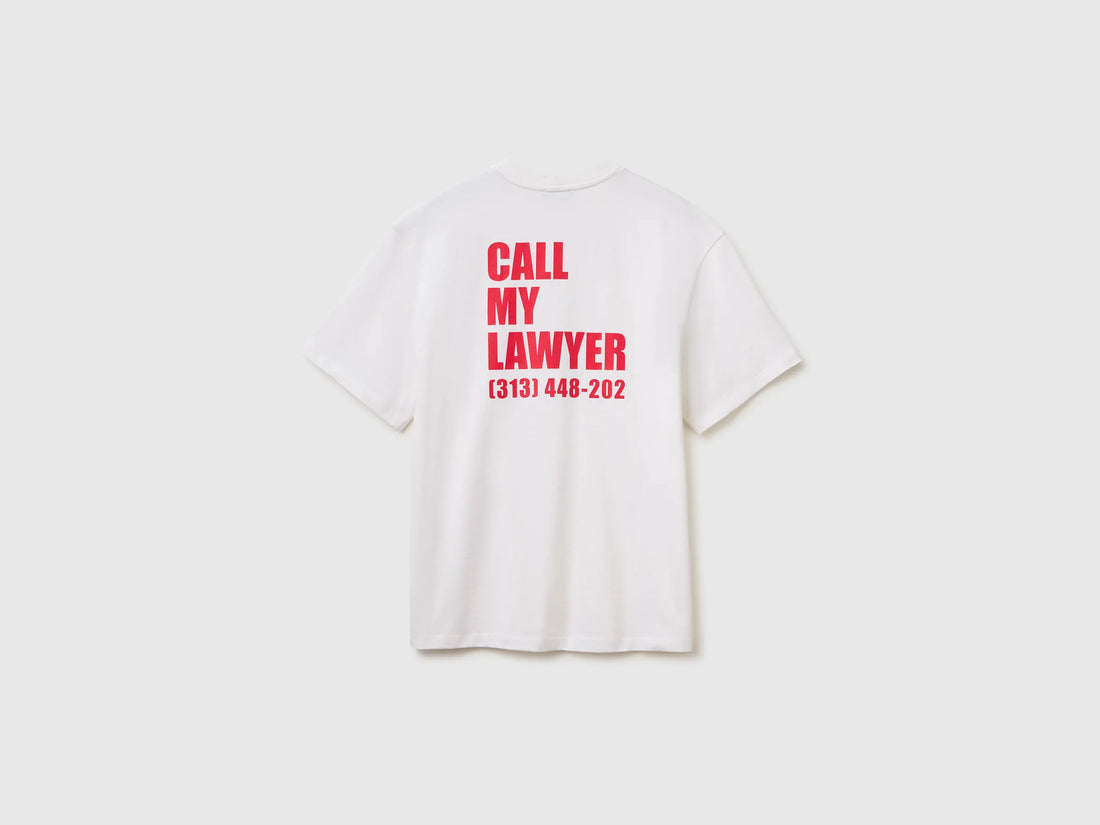 Benetton White Men Relaxed Fit T-Shirt with Print SKU: 3MI5U10BW_905 Image 02