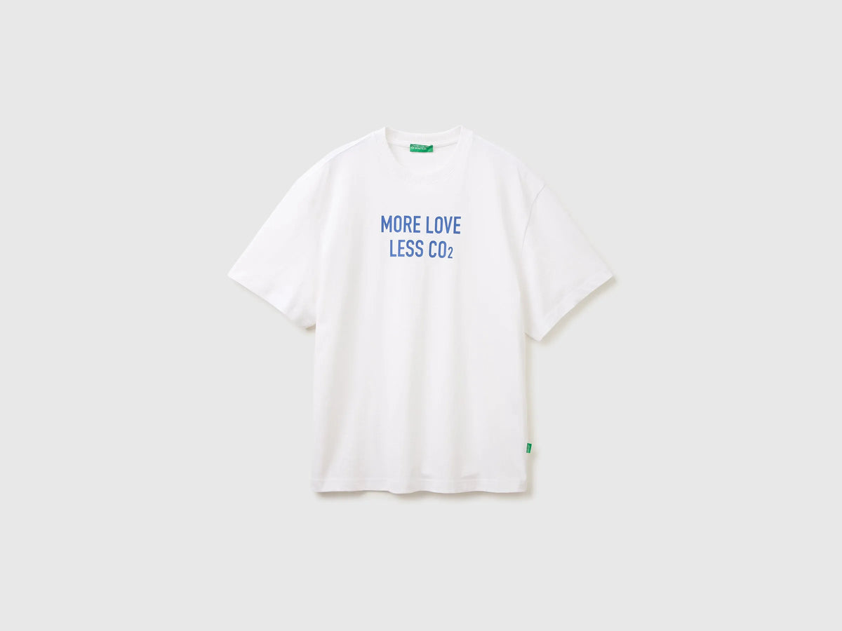 Benetton White Men Relaxed Fit T-Shirt with Print SKU: 3MI5U10C5_101 Image 01