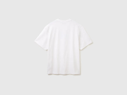Benetton White Men Relaxed Fit T-Shirt with Print SKU: 3MI5U10C5_101 Image 02