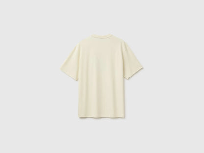 Benetton Creamy White Men Relaxed-Fit Printed T-Shirt in Organic Cotton SKU: 3MI5U10CU_901 Image 02