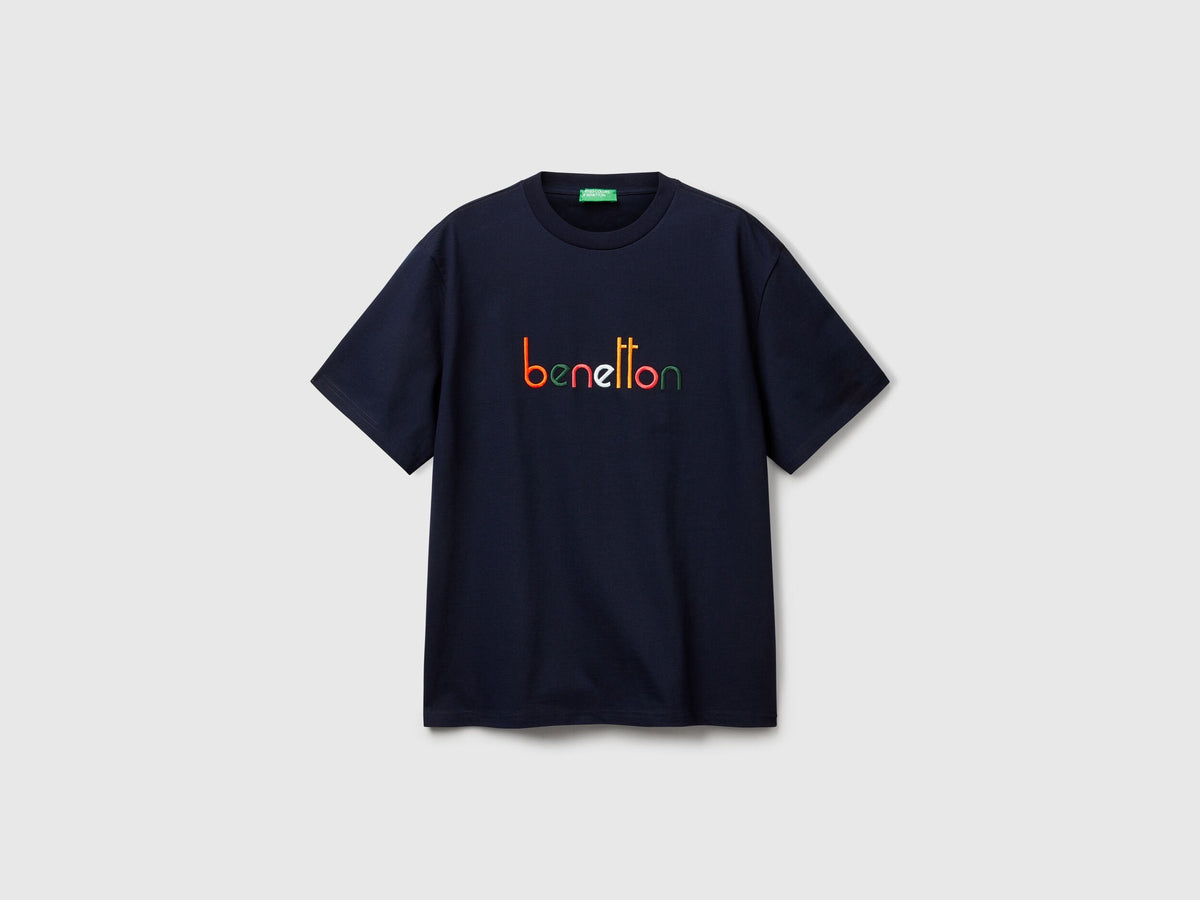 Benetton_Oversized T-Shirt with Logo Embroidery_3MI6U109O_616_03