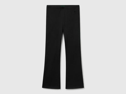 Benetton Black Girls Flared Leggings in Stretch Cotton SKU: 3MT1CF037_100 Image 01