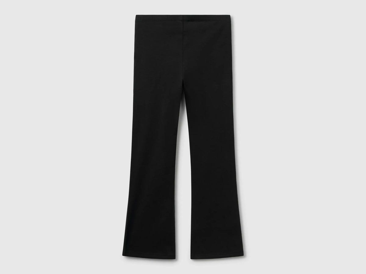 Benetton Black Girls Flared Leggings in Stretch Cotton SKU: 3MT1CF037_100 Image 02