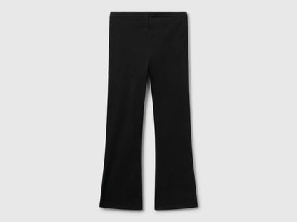 Benetton Black Girls Flared Leggings in Stretch Cotton SKU: 3MT1CF037_100 Image 02