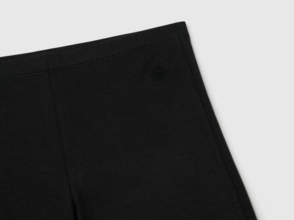 Benetton Black Girls Flared Leggings in Stretch Cotton SKU: 3MT1CF037_100 Image 03