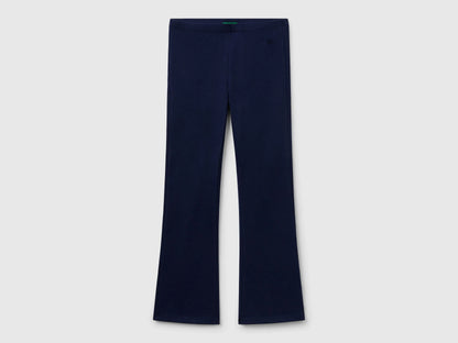 Benetton Dark Blue Girls Flared Leggings in Stretch Cotton SKU: 3MT1CF037_252 Image 01