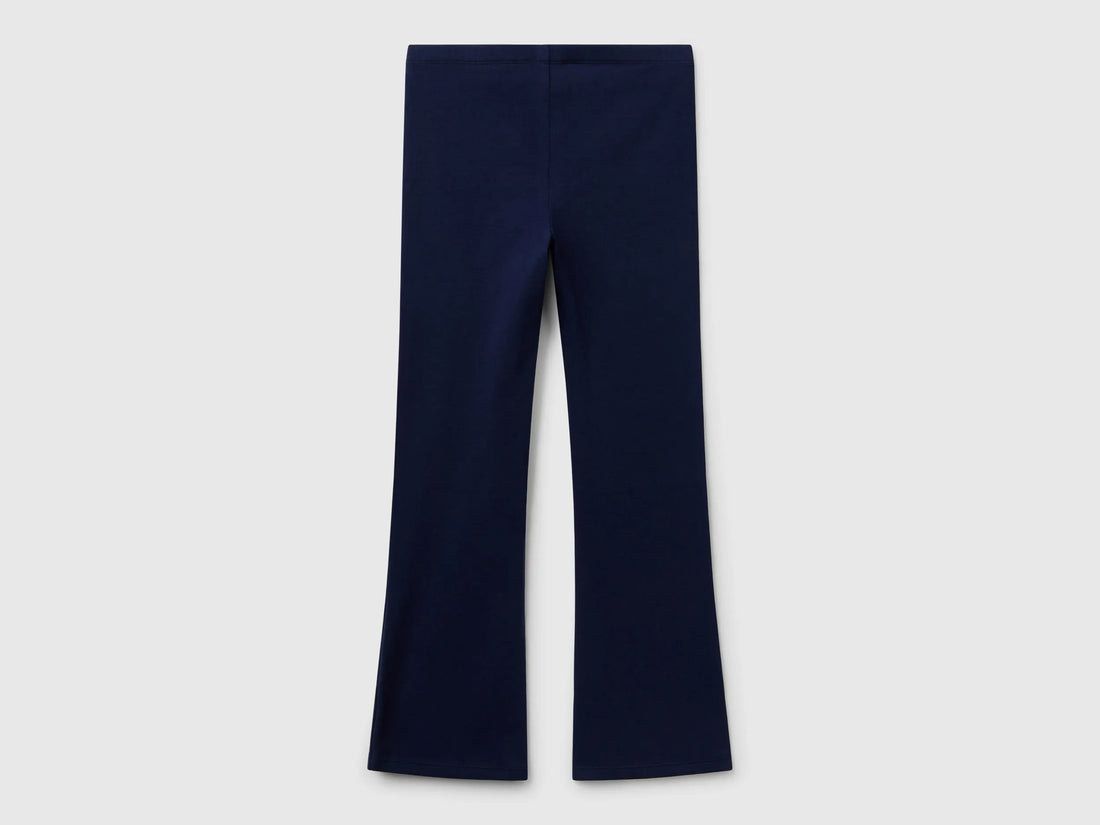 Benetton Dark Blue Girls Flared Leggings in Stretch Cotton SKU: 3MT1CF037_252 Image 02
