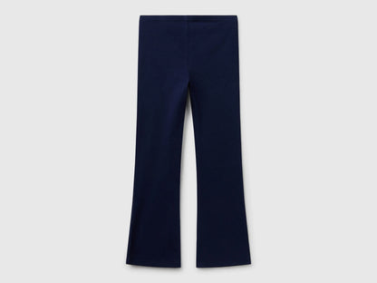 Benetton Dark Blue Girls Flared Leggings in Stretch Cotton SKU: 3MT1CF037_252 Image 02
