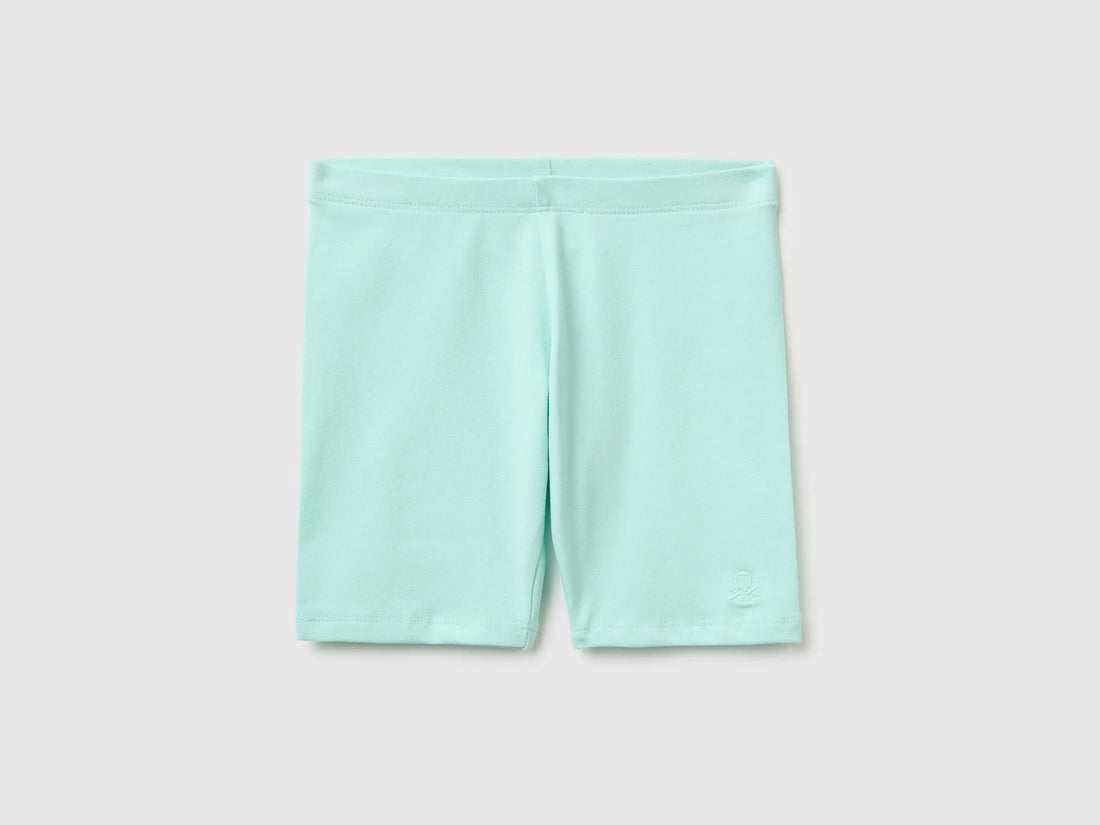 Benetton Blue Girls Stretch Cotton Short Leggings SKU: 3MT1G900R_0E6 Image 01