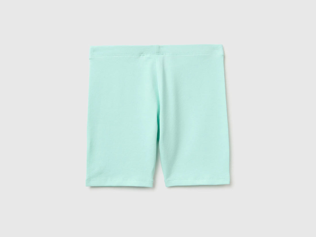 Benetton Blue Girls Stretch Cotton Short Leggings SKU: 3MT1G900R_0E6 Image 02