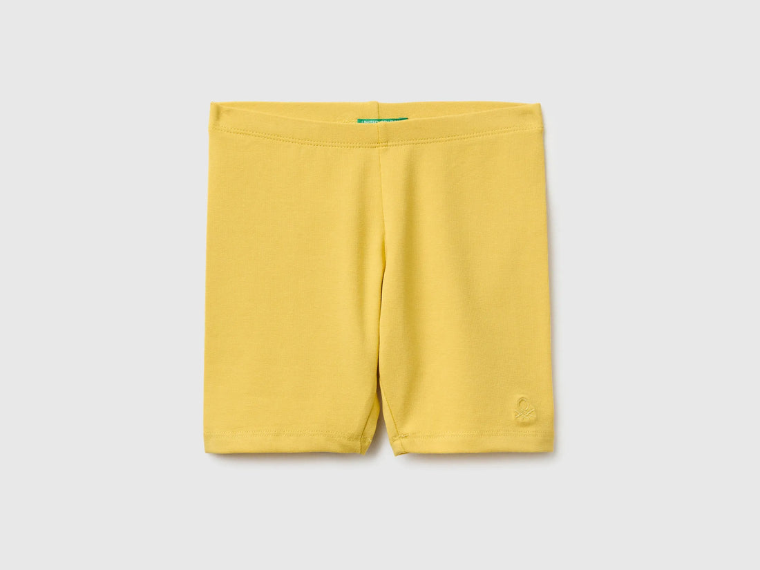 Benetton Yellow Girls Stretch Cotton Short Leggings SKU: 3MT1G900R_22R Image 01