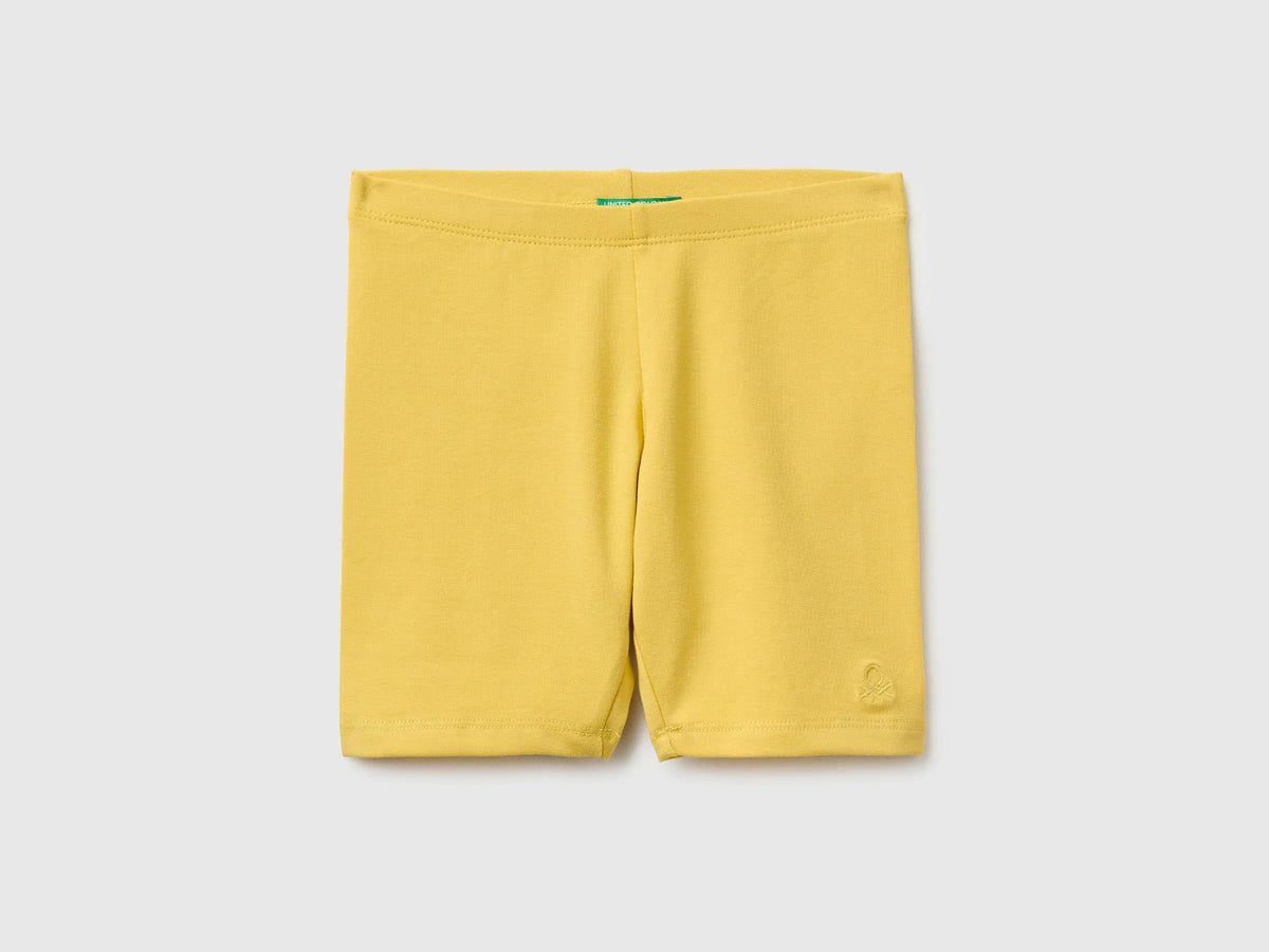 Benetton Yellow Girls Stretch Cotton Short Leggings SKU: 3MT1G900R_22R Image 01