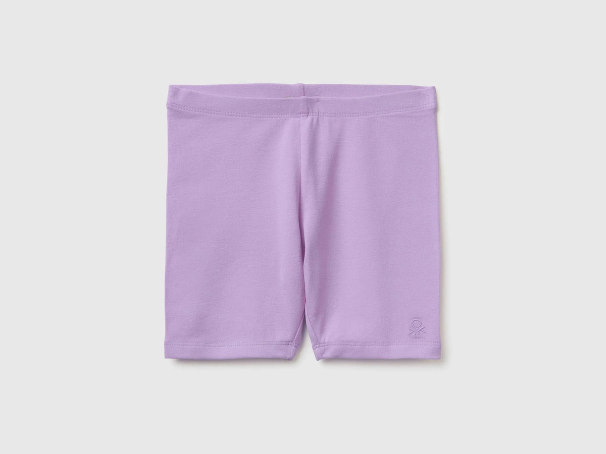 Benetton Purple Girls Stretch Cotton Short Leggings SKU: 3MT1G900R_2P5 Image 01