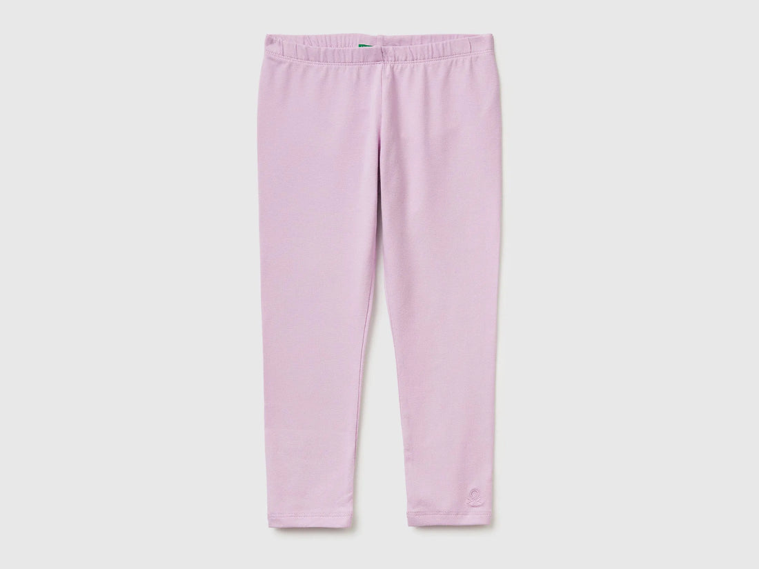 Benetton Lilac Girls Leggings in Stretch Cotton with Logo SKU: 3MT1GF01L_00L Image 01