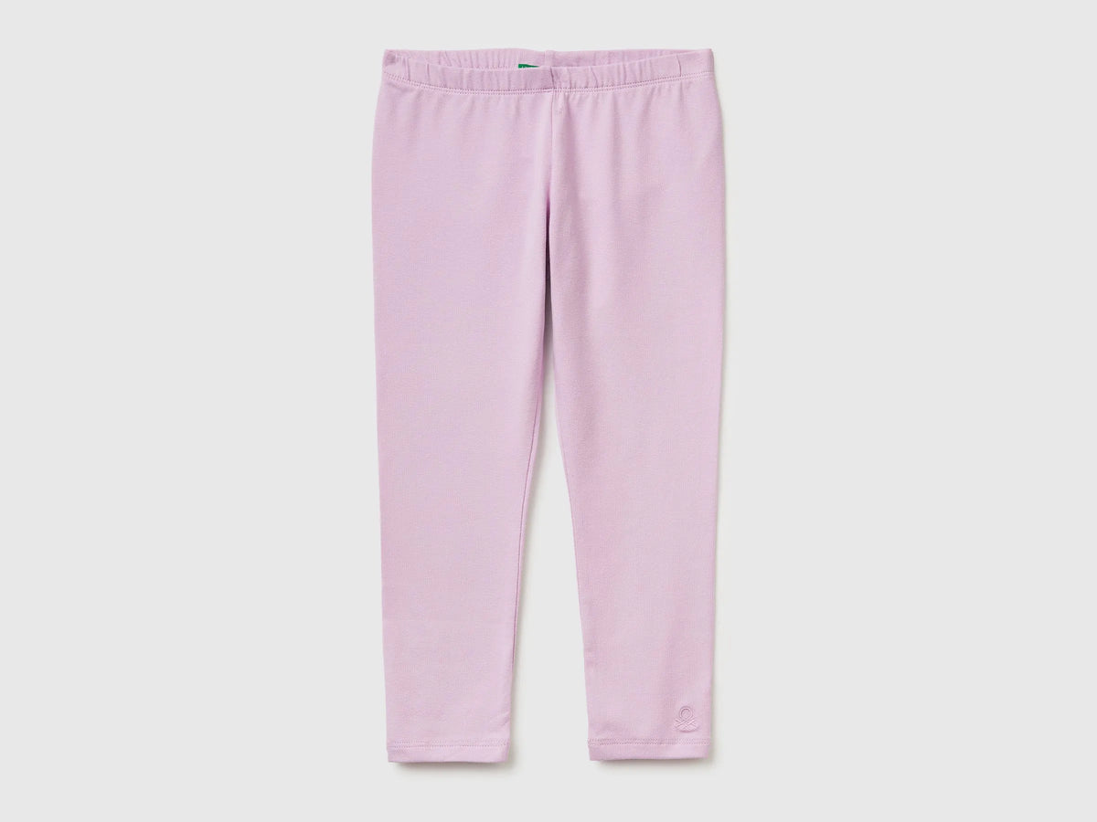 Benetton Lilac Girls Leggings in Stretch Cotton with Logo SKU: 3MT1GF01L_00L Image 01