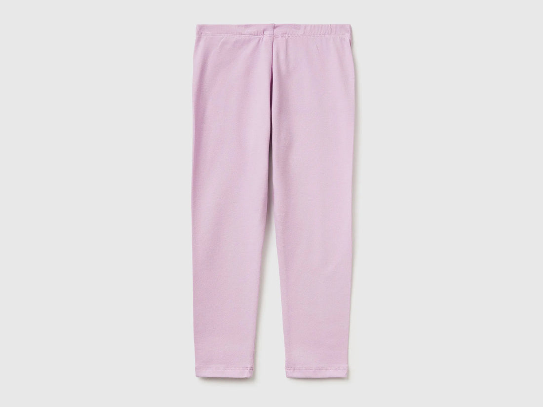 Benetton Lilac Girls Leggings in Stretch Cotton with Logo SKU: 3MT1GF01L_00L Image 02