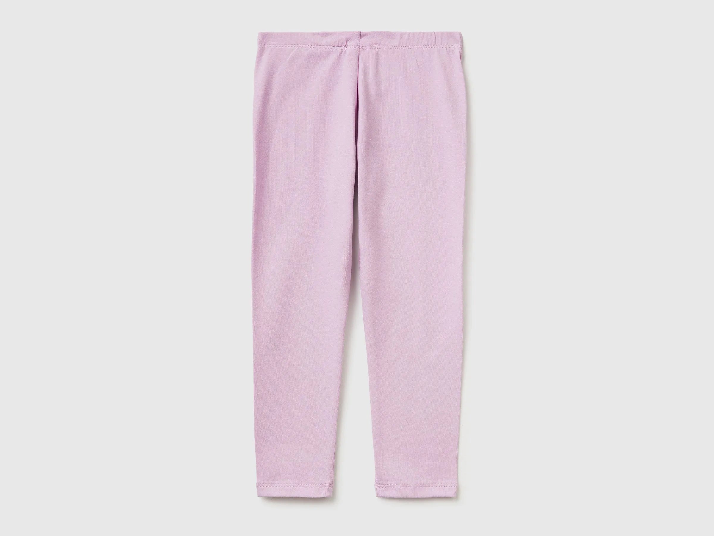 Benetton Lilac Girls Leggings in Stretch Cotton with Logo SKU: 3MT1GF01L_00L Image 02