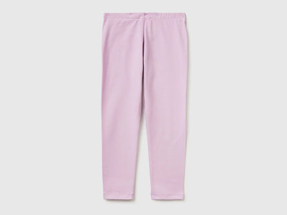 Benetton Lilac Girls Leggings in Stretch Cotton with Logo SKU: 3MT1GF01L_00L Image 02