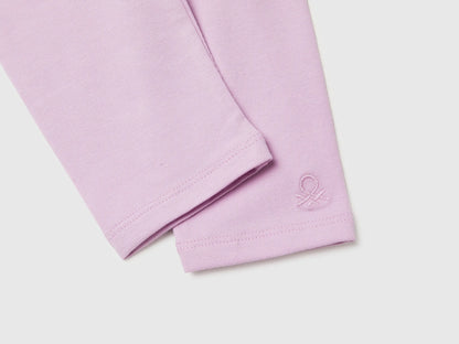 Benetton Lilac Girls Leggings in Stretch Cotton with Logo SKU: 3MT1GF01L_00L Image 03