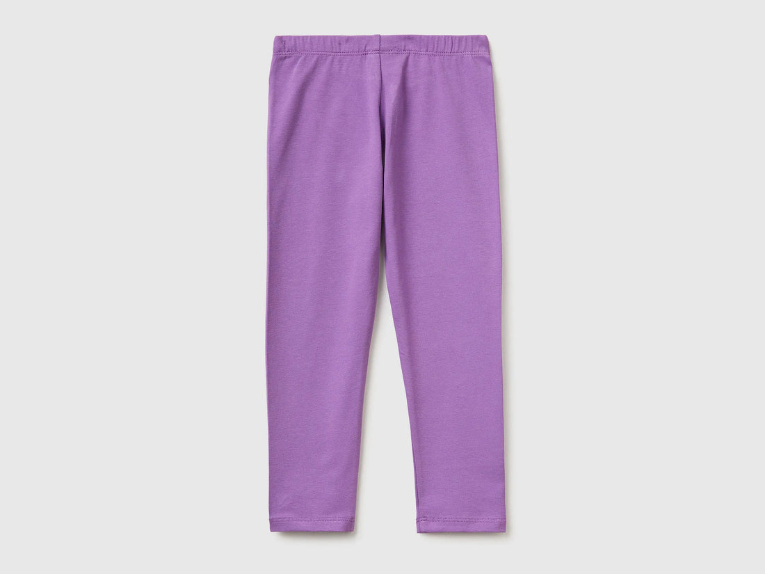 Benetton Purple Girls Leggings in Stretch Cotton with Logo SKU: 3MT1GF01L_03L Image 02