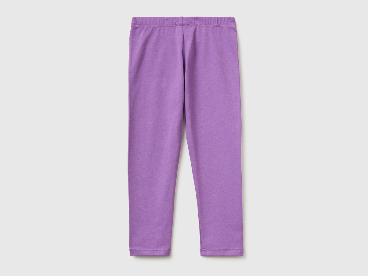 Benetton Purple Girls Leggings in Stretch Cotton with Logo SKU: 3MT1GF01L_03L Image 02