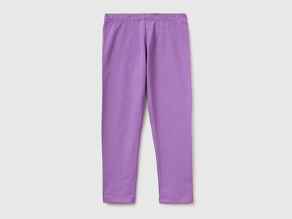 Benetton Purple Girls Leggings in Stretch Cotton with Logo SKU: 3MT1GF01L_03L Image 02