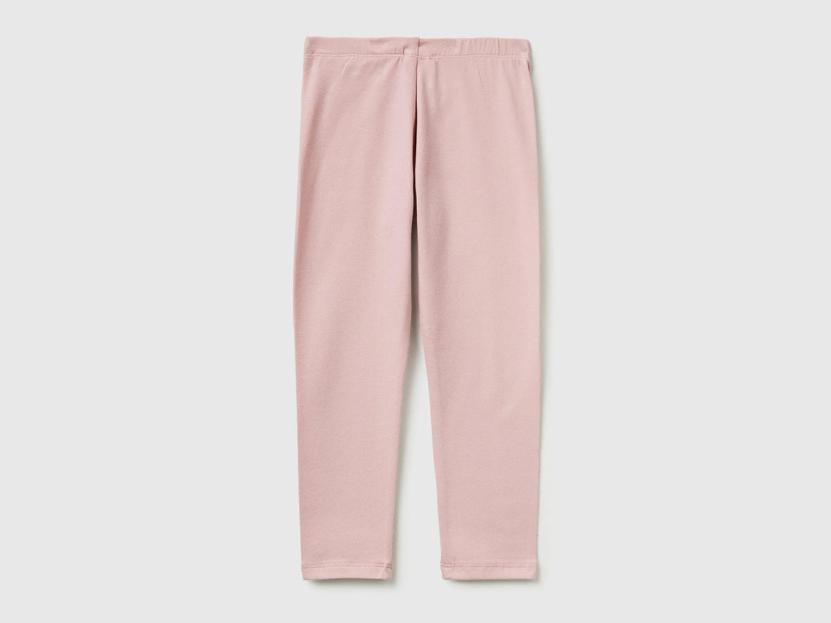 Benetton Pink Girls Leggings in Stretch Cotton with Logo SKU: 3MT1GF01L_0C3 Image 02