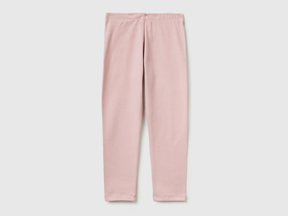 Benetton Pink Girls Leggings in Stretch Cotton with Logo SKU: 3MT1GF01L_0C3 Image 02