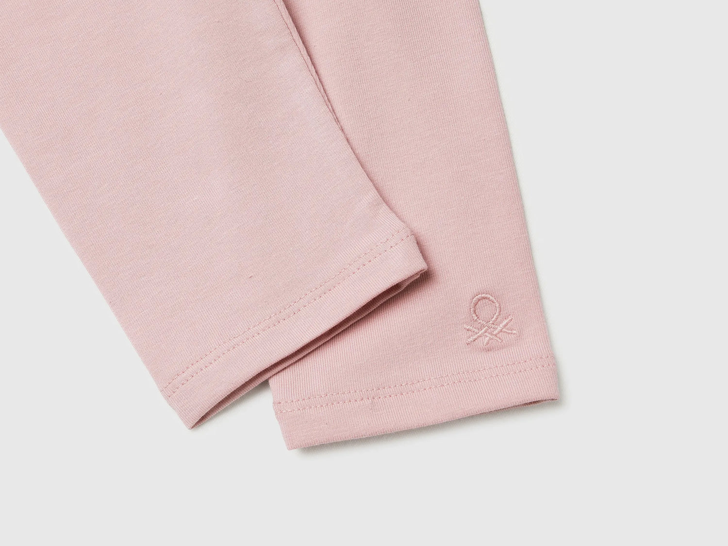 Benetton Pink Girls Leggings in Stretch Cotton with Logo SKU: 3MT1GF01L_0C3 Image 03