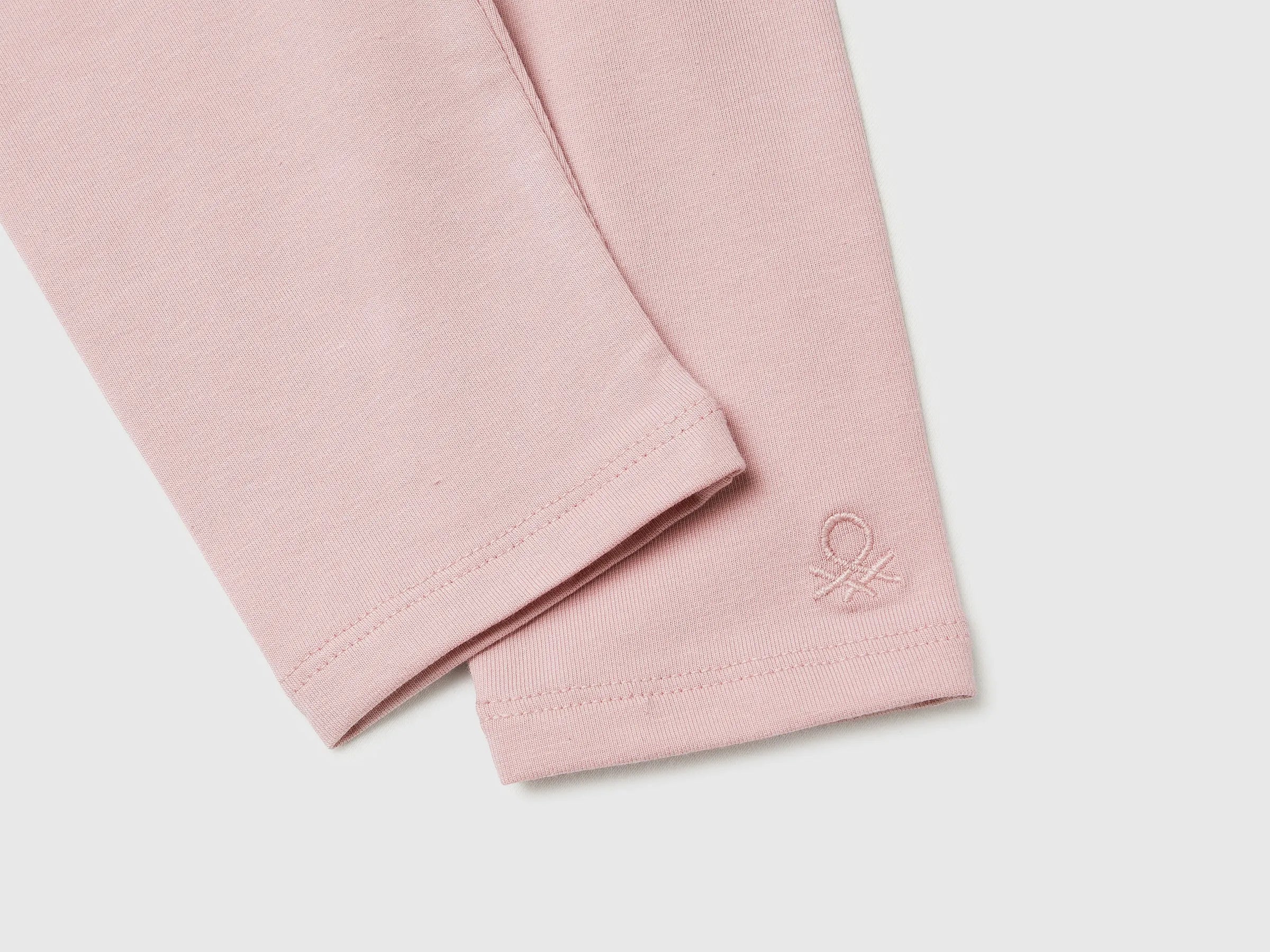 Benetton Pink Girls Leggings in Stretch Cotton with Logo SKU: 3MT1GF01L_0C3 Image 03