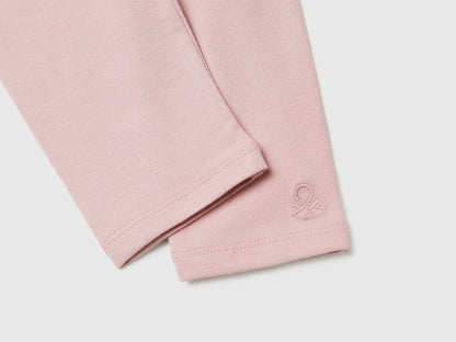 Benetton Pink Girls Leggings in Stretch Cotton with Logo SKU: 3MT1GF01L_0C3 Image 03