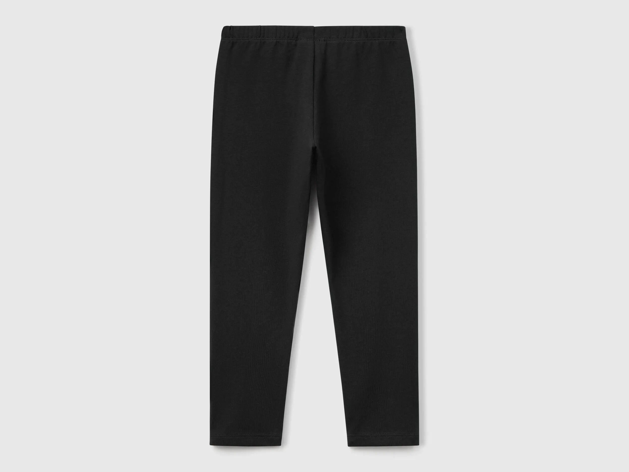 Benetton Black Girls Stretch Cotton Leggings SKU: 3MT1GF01L_100 Image 02