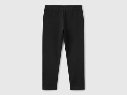 Benetton Black Girls Stretch Cotton Leggings SKU: 3MT1GF01L_100 Image 02