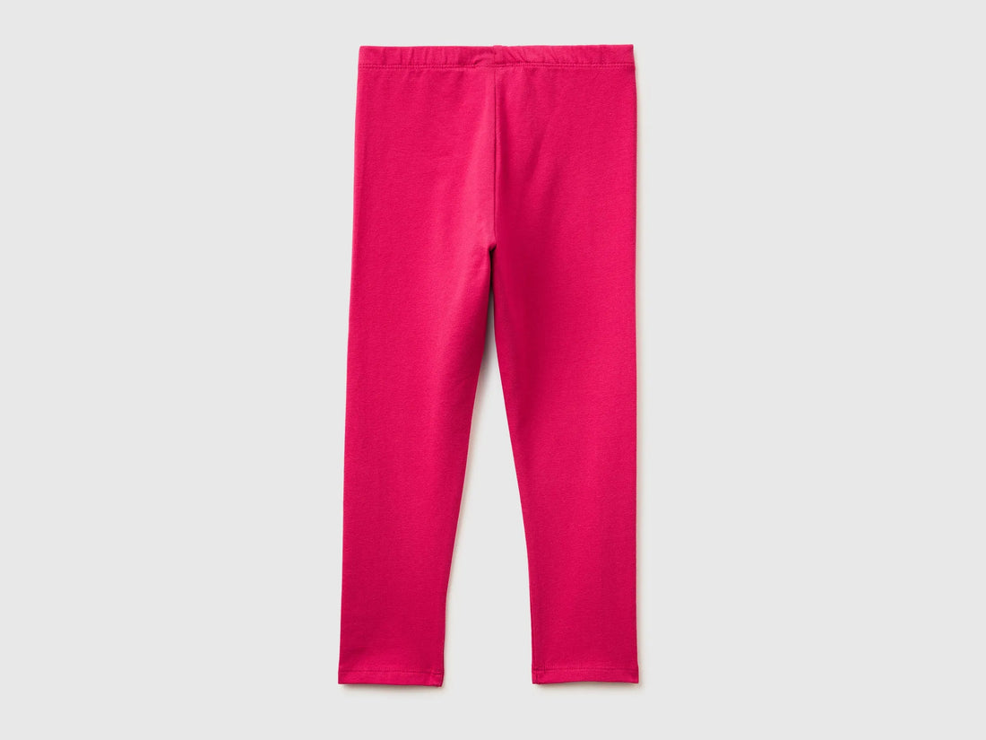 Benetton Fuchsia Girls Leggings in Stretch Cotton with Logo SKU: 3MT1GF01L_12E Image 02