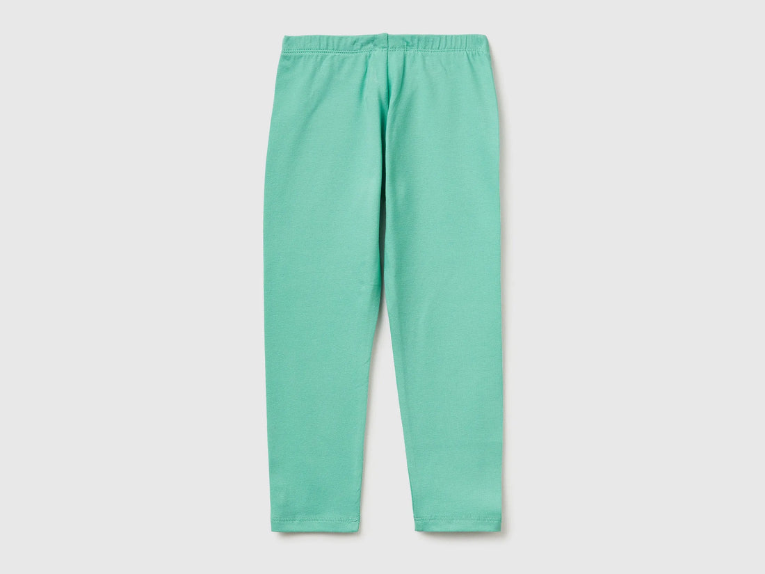 Benetton Aqua Girls Leggings in Stretch Cotton with Logo SKU: 3MT1GF01L_13D Image 02