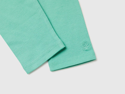 Benetton Aqua Girls Leggings in Stretch Cotton with Logo SKU: 3MT1GF01L_13D Image 03