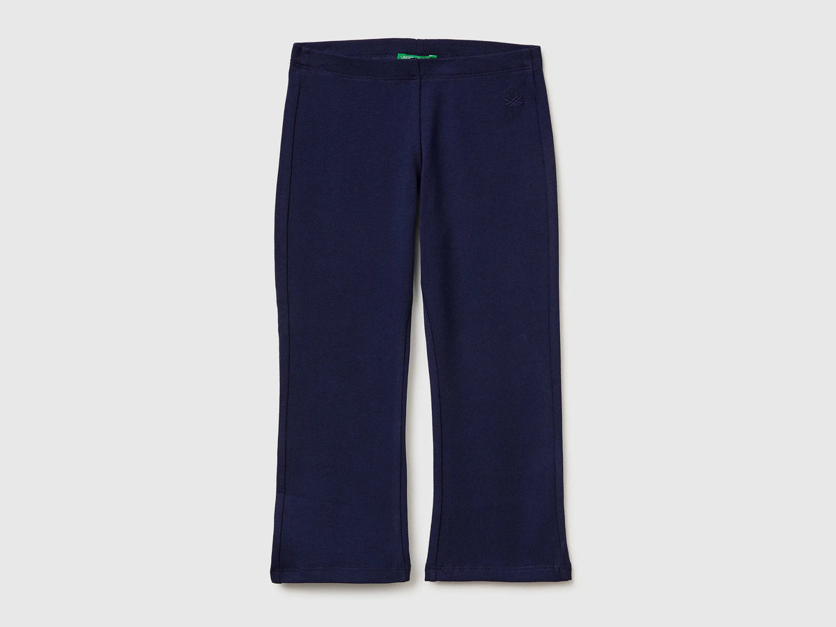 Benetton Dark Blue Girls Stretch Cotton Flared Leggings SKU: 3MT1GF028_252 Image 01